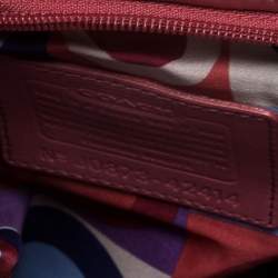 Pre Owned Coach Coral Pink Leather Foldover Wristlet