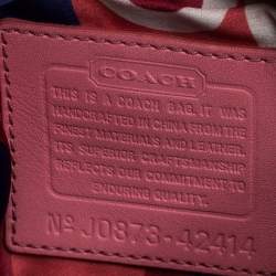 Pre Owned Coach Coral Pink Leather Foldover Wristlet