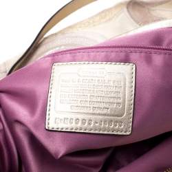 Pre Owned Coach Gold Monogram Leather Shoulder Bag