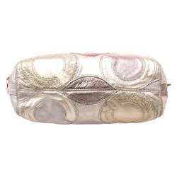 Pre Owned Coach Gold Monogram Leather Shoulder Bag