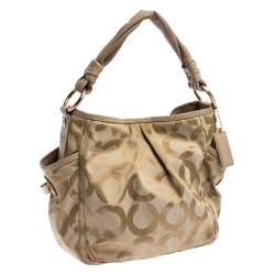 Pre Owned Coach Beige Canvas and Leather Op Art Parker Hobo