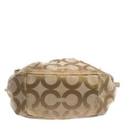 Pre Owned Coach Beige Canvas and Leather Op Art Parker Hobo