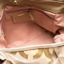 Pre Owned Coach Beige Canvas and Leather Op Art Parker Hobo