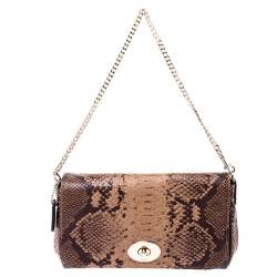 Coach Brown/Beige Python Embossed Leather Mini Ruby Crossbody Bag