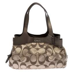  Coach Beige/Brown Signature Canvas and Leather Satchel