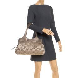  Coach Beige/Brown Signature Canvas and Leather Satchel