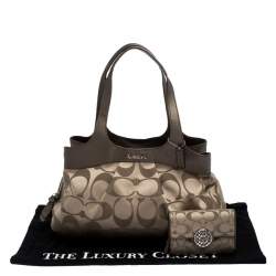  Coach Beige/Brown Signature Canvas and Leather Satchel