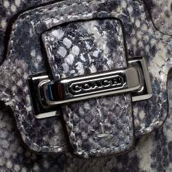 Coach Grey Embossed Python Flap Wrislet Clutch