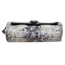 Coach Grey Embossed Python Flap Wrislet Clutch