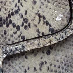 Coach Grey Embossed Python Flap Wrislet Clutch