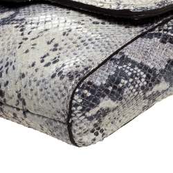 Coach Grey Embossed Python Flap Wrislet Clutch