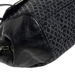 Pre Owned Coach Black Canvas and Leather Monogram Cc Optic Satchel