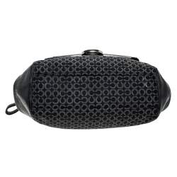 Pre Owned Coach Black Canvas and Leather Monogram Cc Optic Satchel