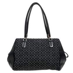 Pre Owned Coach Black Canvas and Leather Monogram Cc Optic Satchel