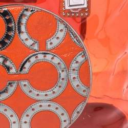 Pre Owned Coach Orange PVC and Patent Leather Tote