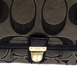 Coach Black/Grey Signature Canvas and Patent Leather Shoulder Bag