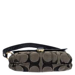 Coach Black/Grey Signature Canvas and Patent Leather Shoulder Bag