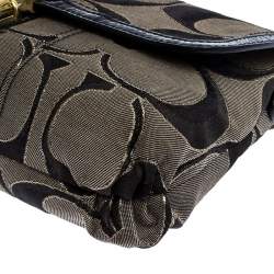 Coach Black/Grey Signature Canvas and Patent Leather Shoulder Bag