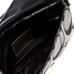 Coach Black/Grey Signature Canvas and Patent Leather Shoulder Bag