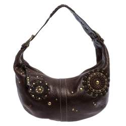 Coach Brown Leather Studded Embellished Hobo