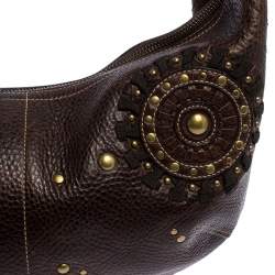 Coach Brown Leather Studded Embellished Hobo