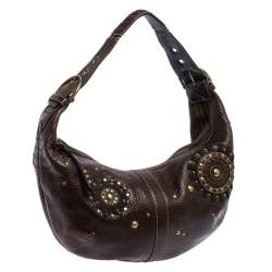 Coach Brown Leather Studded Embellished Hobo