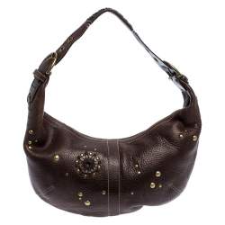 Coach Brown Leather Studded Embellished Hobo