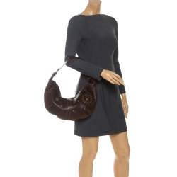 Coach Brown Leather Studded Embellished Hobo