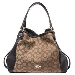 Pre Owned Coach Beige/Brown Signature Canvas and Leather Satchel