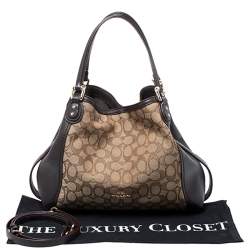 Pre Owned Coach Beige/Brown Signature Canvas and Leather Satchel