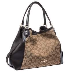 Pre Owned Coach Beige/Brown Signature Canvas and Leather Satchel