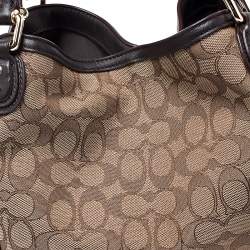 Pre Owned Coach Beige/Brown Signature Canvas and Leather Satchel