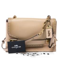 Coach Beige Nubuck and Leather Swagger Beechwood Bag