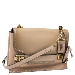 Coach Beige Nubuck and Leather Swagger Beechwood Bag