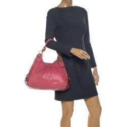 Pre Owned Coach Pink Leather Shoulder Bag