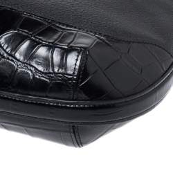 Pre Owned Coach Black Crocodile Embossed Leather Amber Hobo