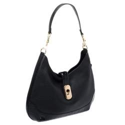 Pre Owned Coach Black Crocodile Embossed Leather Amber Hobo