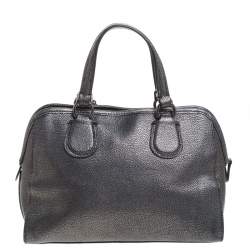 Coach Grey/Black Textured Leather Carryall Satchel