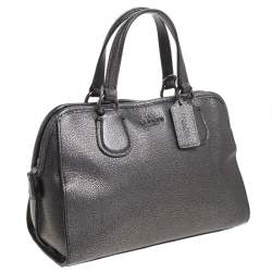 Coach Grey/Black Textured Leather Carryall Satchel