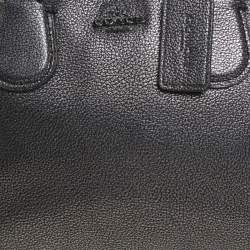 Coach Grey/Black Textured Leather Carryall Satchel