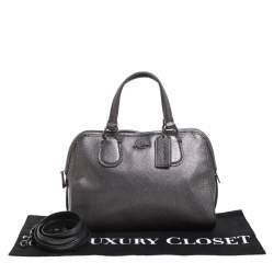 Coach Grey/Black Textured Leather Carryall Satchel