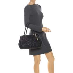 Pre Owned Coach Black Twist Gathered Leather Madison Madeline Eastwest Satchel