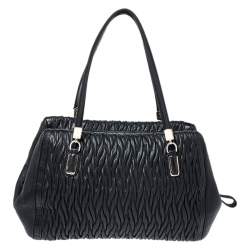 Pre Owned Coach Black Twist Gathered Leather Madison Madeline Eastwest Satchel