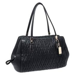 Pre Owned Coach Black Twist Gathered Leather Madison Madeline Eastwest Satchel