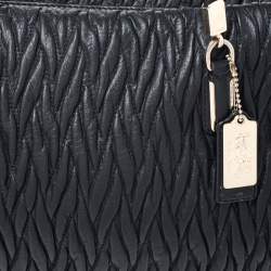 Pre Owned Coach Black Twist Gathered Leather Madison Madeline Eastwest Satchel