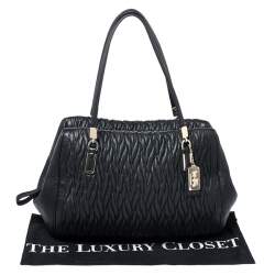 Pre Owned Coach Black Twist Gathered Leather Madison Madeline Eastwest Satchel