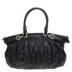 Pre Owned Coach Black Pleated Leather Sophia Madison Satchel