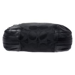 Coach Black Signature Canvas and Lizard Embossed Leather Colette Hobo