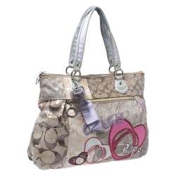 Coach Multicolor Signature Fabric and Sequins Poppy Patchwork Hobo
