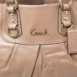 Pre Owned Coach Beige Leather Ashley Satchel
